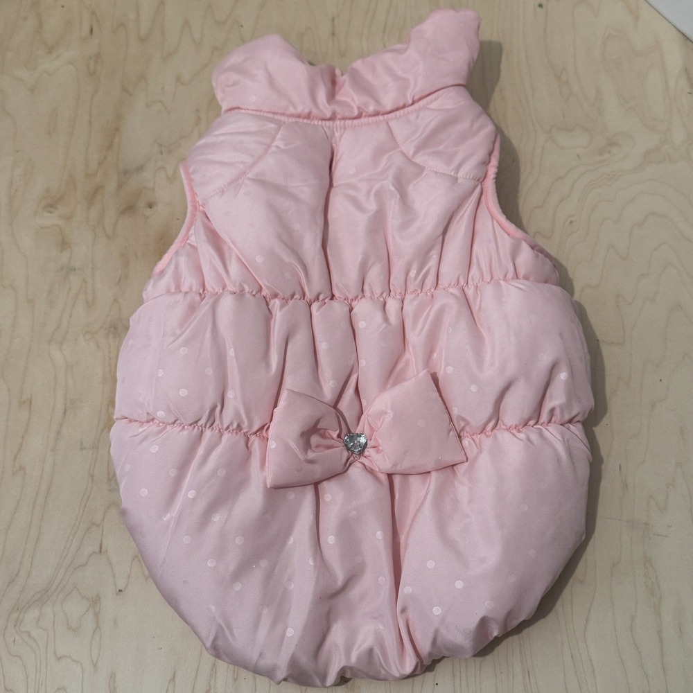 Bond & Co Puppy Dog Pink Puffer Vest with Bow Detail Size Medium